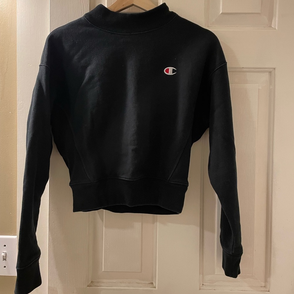 Mock Neck Black Champion Sweatshirt